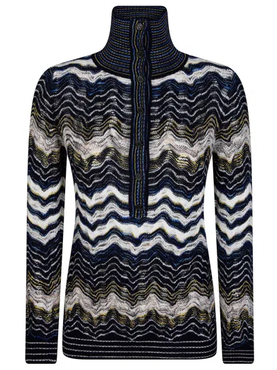 Missoni Women's High-neck Long-sleeve Sweater In Blu