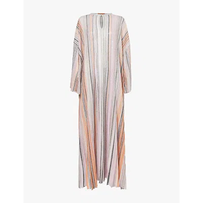 Missoni Womens Light Tones Striped Metallic-weave Knitted Maxi Dress In Light Tones Multicolor