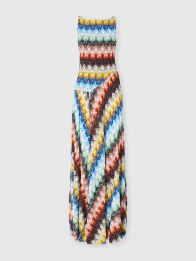 Missoni Women's Long Dress In Lamé Viscose With Lace Motif In Multi