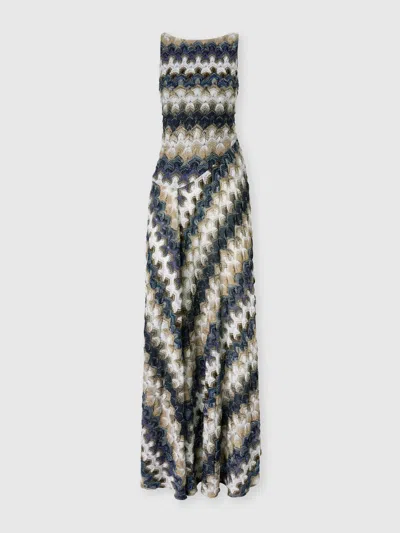 Missoni Women's Long Dress In Lamé Viscose With Lace Motif In Black
