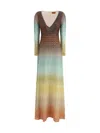 Missoni Plunging Metallic Ombre Knit Long-sleeve Maxi Dress