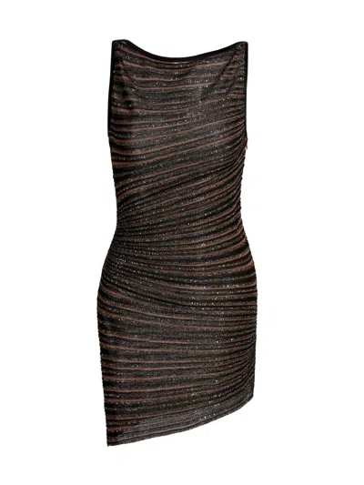 Missoni Women's Metallic Striped Knit Minidress In Brown