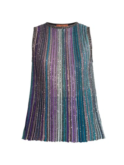 Missoni Metallic Striped Crochet-knit Tank In Multi