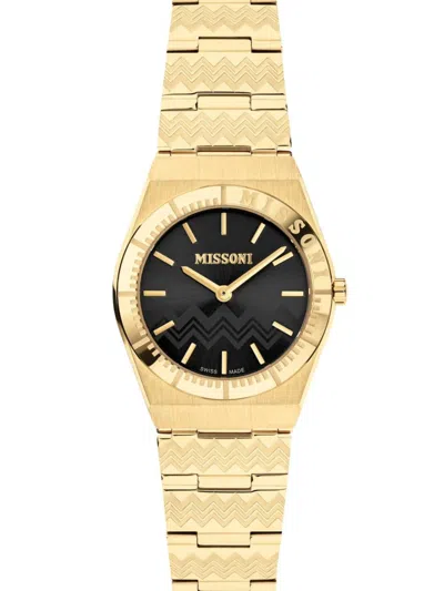 Missoni Women's Milano 29mm Ip Yellow Goldtone Stainless Steel Bracelet Watch In Black