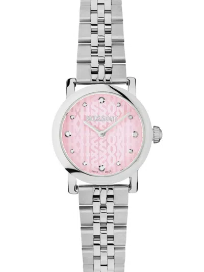 Missoni Women's Mini Monogram 28mm Stainless Steel Bracelet Watch In Sapphire