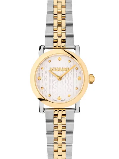 Missoni Women's Mini Monogram 28mm Two Tone Stainless Steel Bracelet Watch In Gold