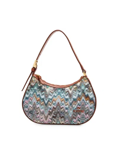 Missoni Women's Mini Zigzag Cotton Canvas Hobo Bag In Blue