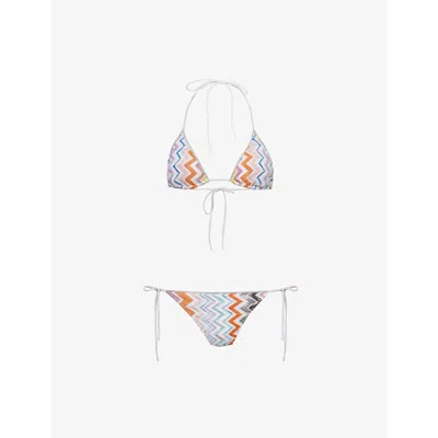 Missoni Striped Triangle Bikini Set In Azul