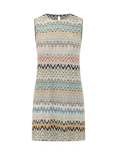 Missoni Zigzag Sleeveless Knitted Dress In Multi