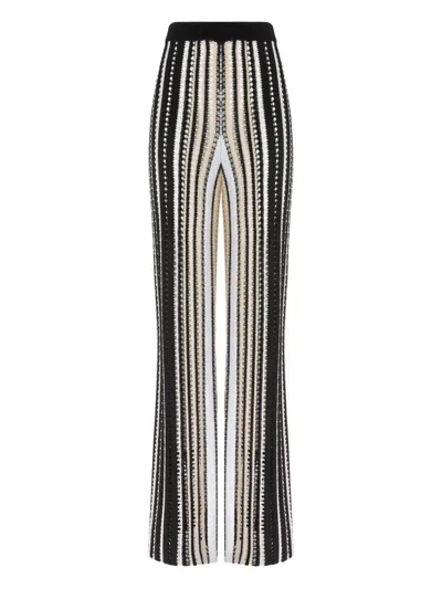 Missoni Straight Trousers In Striped Crochet In Multicoloured
