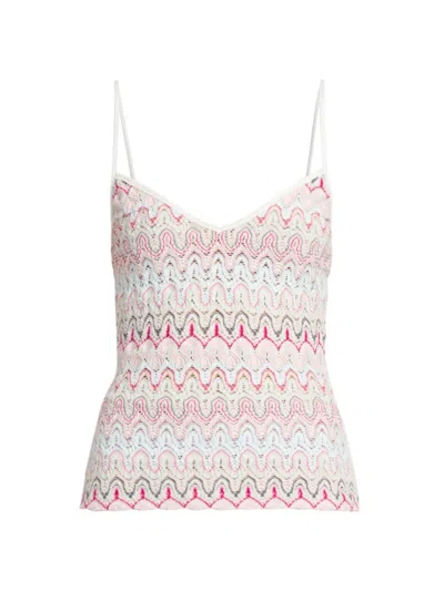 Missoni Women's Patterned V-neck Tank In Pink Off White Multi