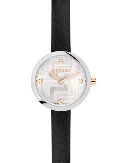 Missoni Women's Petite 25mm Stainless Steel & Leather Strap Watch In White