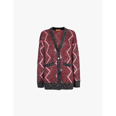 Missoni Sequin-embellished Zigzag-design Cardigan In Multi