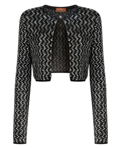 MISSONI WOMEN'S SEQUIN EMBELLISHED CROPPED SWEATER | SIZE 42 | DS24WM12 COLOR BK040HS91KG