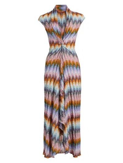 Missoni Women's Shimmer-knit Plunging Midi-dress In Multicolor