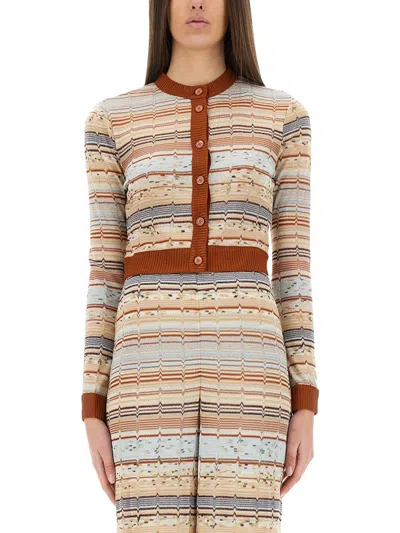 Missoni Women Striped Pattern Cardigan In Multicolour