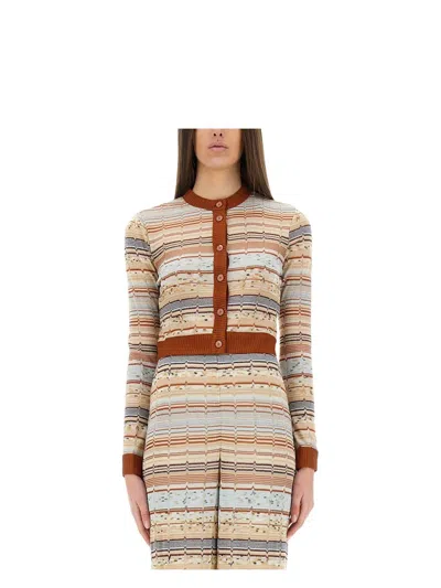 MISSONI WOMEN'S STRIPED PATTERN CARDIGAN | SIZE IT 42 | DS25SM0J COLOR BR010QS6143