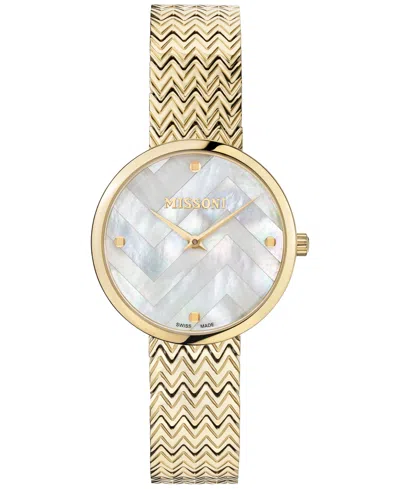 Missoni Women's Swiss M1 Gold Ion Plated Stainless Steel Bracelet Watch 34mm In Ip Champagne