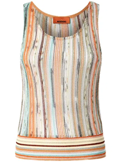 Missoni Striped Sleeveless Knit Tank Top In Multicolor