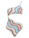 Missoni Multicolor Wave Asymmetric Cutout One-piece Swimsuit In Multicolour