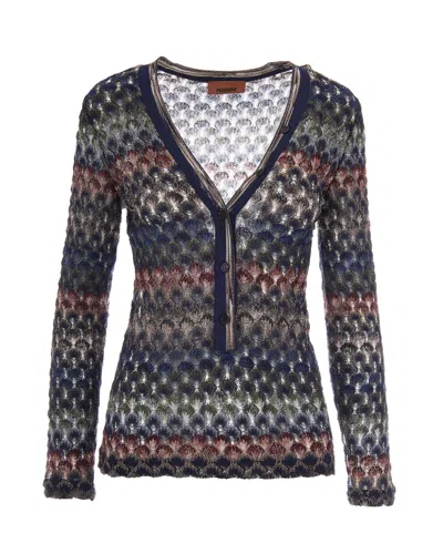 Missoni Women's V-neck Button-front Knit Cardigan In Multi Dark Version