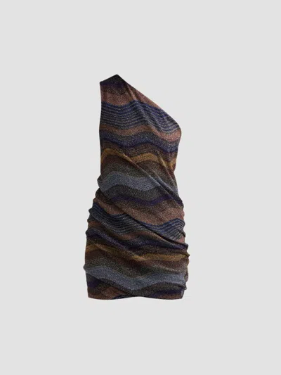 Missoni Women's Wave Lamé Knit One-shoulder Mini Dress In Multi