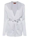 Missoni Metallic-threading Belted Cardigan In Silver