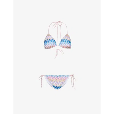 Missoni Chevron Triangle-cup Bikini In Mult Shaded Fucsia&blue