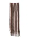 Missoni Fringed Viscose Scarf Zig-zag Texture In Brown