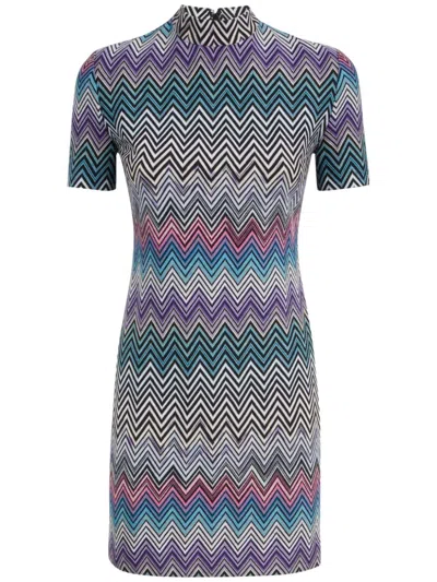Missoni Women Zig Zag Motif Wool Mini Dress In Multicolor