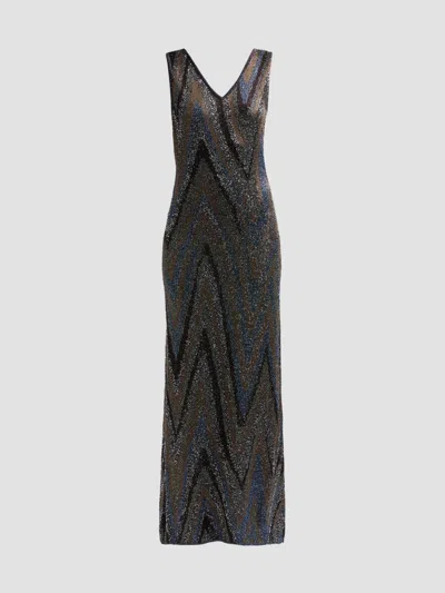 Missoni Women's Zigzag Metallic Knit Maxi Dress In Black