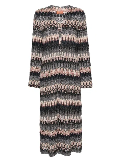 Missoni Women's Zigzag Pattern Long Cardigan | Size 42 | Ds24sm0ubr00uosm976 In Multicolour