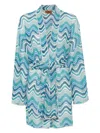 Missoni Zigzag Pattern Short Cover-up In Blue