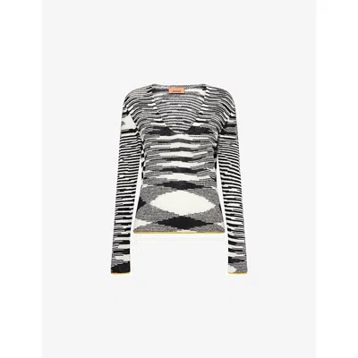 Missoni Womens Beige And Brown Tones Wavy-print Short-sleeve Polo Shirt