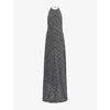 Missoni Womens Chevron-print Halterneck Woven-blend Maxi Dress Black And Silver In Black And Silver