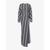 Missoni Womens Striped-print Plunge-v-neck Wool Maxi Dress Black And White In Black And White
