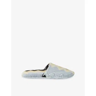 Missoni Womens Black Multicolour Giacomo Chevron Cotton-terry Slippers In Gray