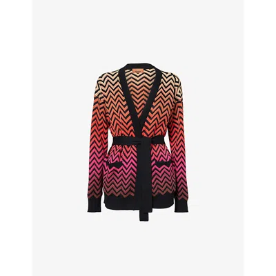 Missoni Womens  Chevron-print Belted Cotton-blend Cardigan In Multicoloured