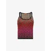 Missoni Womens Black Red Fucsia Brown Chevron-print Sleeveless Cotton-blend Top In Black Red Fucsia Brown