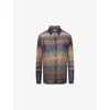 Missoni Womens Blue Tones On Dark Base Chevron Long-sleeves Woven Shirt In Multi
