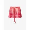 Missoni Womens Chevron Drawstring Silk Shorts Cherry Chevron