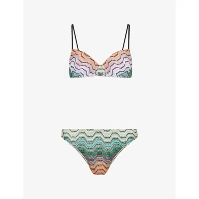 Missoni Womens Chevron Knit Bikini Set Smsnq-multi Blk Gren Org