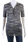 Missoni Womens Collared V Neck Striped Short Sleeve Blouse Top Multi In Multi