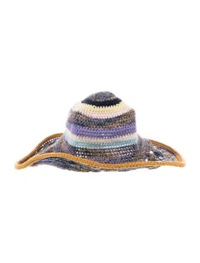 Pre-owned Missoni Womens' Cotton Sun Hat In Purple
