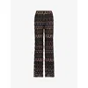 Missoni Womens Dark Brown Geometric-print Lamé Metallic-knit Trousers In Multi