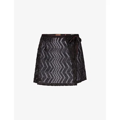 Missoni Womens  Sequinned Lamé Knitted Mini Skirt In Black