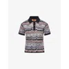 Missoni Womens Dark Tones Chevron-knit Short Sleeve Polo Shirt In Black
