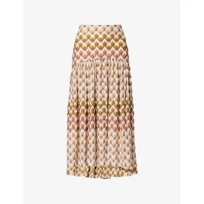 Missoni Womens Dropped-waist Raschel-knit Maxi Skirt Gold Beige On White In Multi