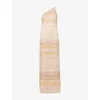 Missoni One-shoulder Sequin-embellished Striped Metallic Crochet-knit Maxi Dress In Gold