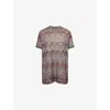 Missoni Womens Light Multicolor Tones Chevron Short-sleeve Sequin-knit T-shirt